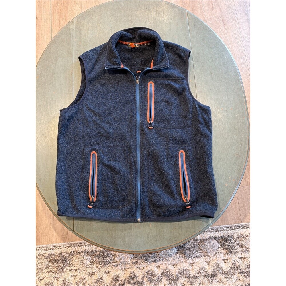 Orvis XL Navy Blue Fleece Vest Jacket Zip Pockets‎ Recycled Poly Outdoor